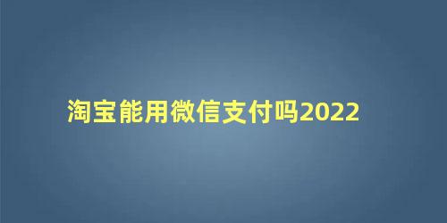 淘宝能用微信支付吗2022