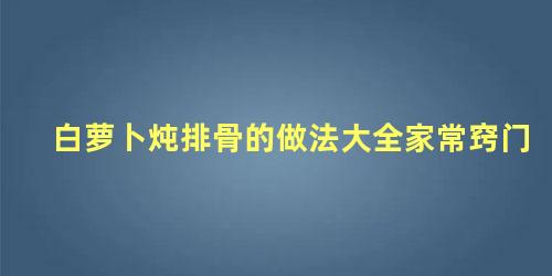 白萝卜炖排骨的做法大全家常窍门