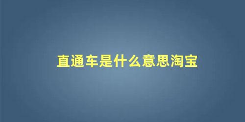 直通车是什么意思淘宝