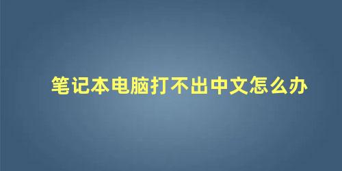 笔记本电脑打不出中文怎么办