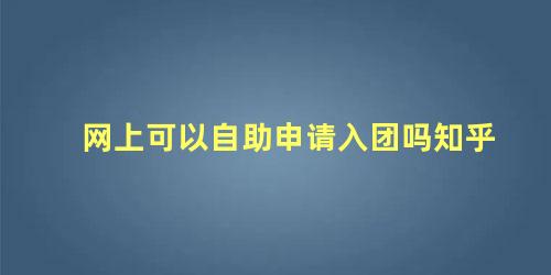 网上可以自助申请入团吗知乎