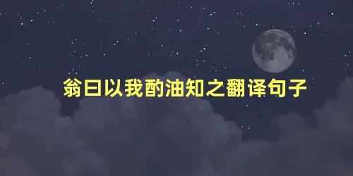 翁曰以我酌油知之翻译句子