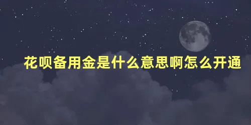 花呗备用金是什么意思啊怎么开通