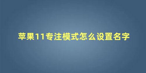 苹果11专注模式怎么设置名字