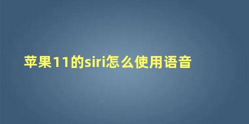 苹果11的siri怎么使用语音