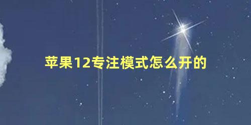 苹果12专注模式怎么开的