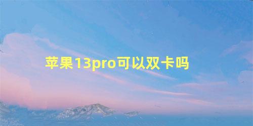 苹果13pro可以双卡吗