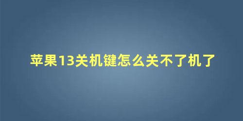 苹果13关机键怎么关不了机了