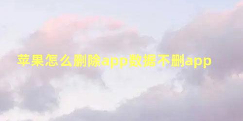 苹果怎么删除app数据不删app