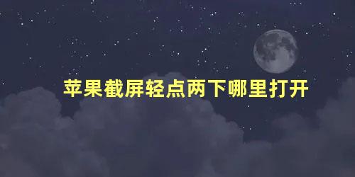 苹果截屏轻点两下哪里打开