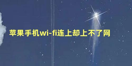 苹果手机wi-fi连上却上不了网怎么回事