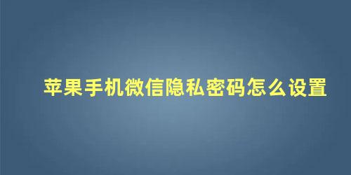 苹果手机微信隐私密码怎么设置