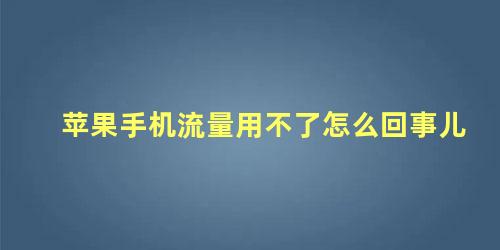 苹果手机流量用不了怎么回事儿