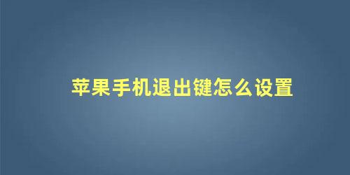 苹果手机退出键怎么设置