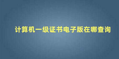 计算机一级证书电子版在哪查询