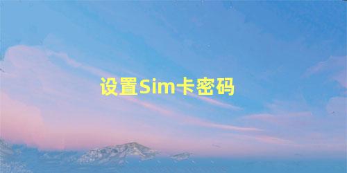 设置Sim卡密码