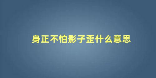 身正不怕影子歪什么意思