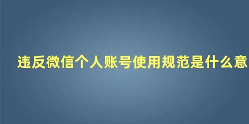 违反微信个人账号使用规范是什么意思