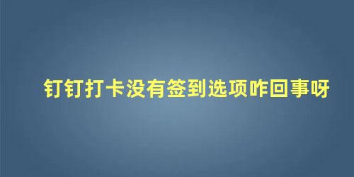 钉钉打卡没有签到选项咋回事呀