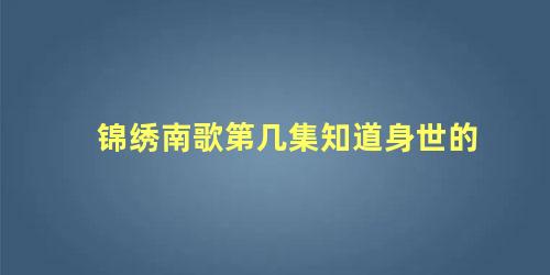 锦绣南歌第几集知道身世的