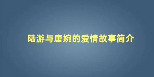 陆游与唐婉的爱情故事简介