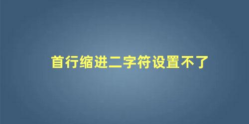 首行缩进二字符设置不了