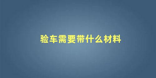 验车需要带什么材料