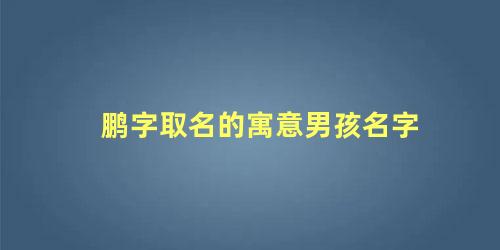 鹏字取名的寓意男孩名字